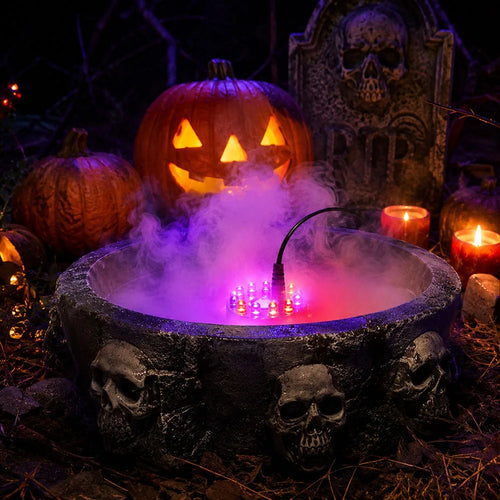 Brumisateur LED Halloween – Chaudron fumant (eau du robinet)
