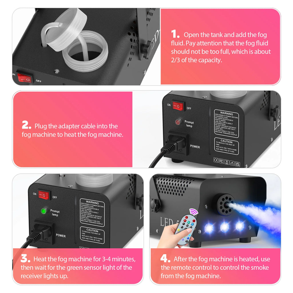 Machine à fumée 500 W avec LED RGB et télécommande