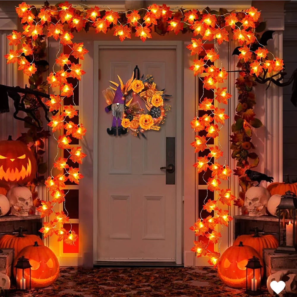 Guirlande lumineuse LED feuilles d'érable – Automne & Halloween