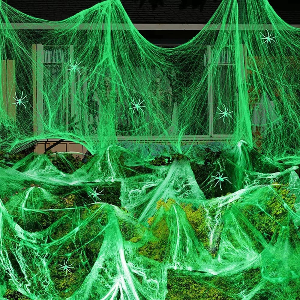 Toile d'araignée fluorescente phosphorescente – Halloween