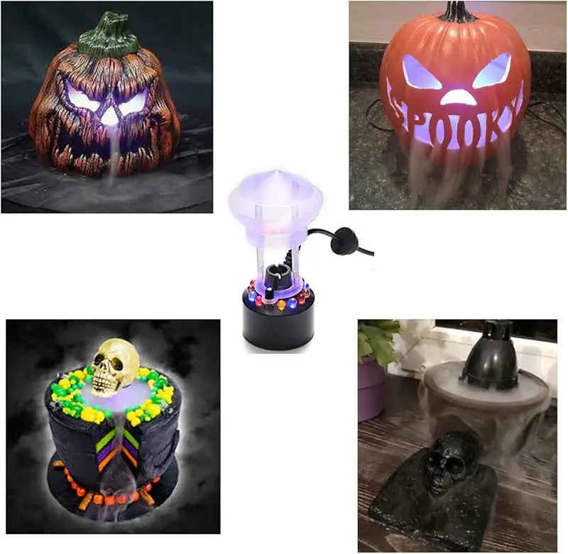Brumisateur dans une décoration de citrouille lumineuse