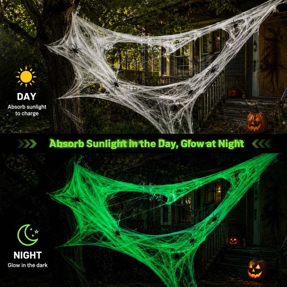Toile d'araignée fluorescente phosphorescente – Halloween