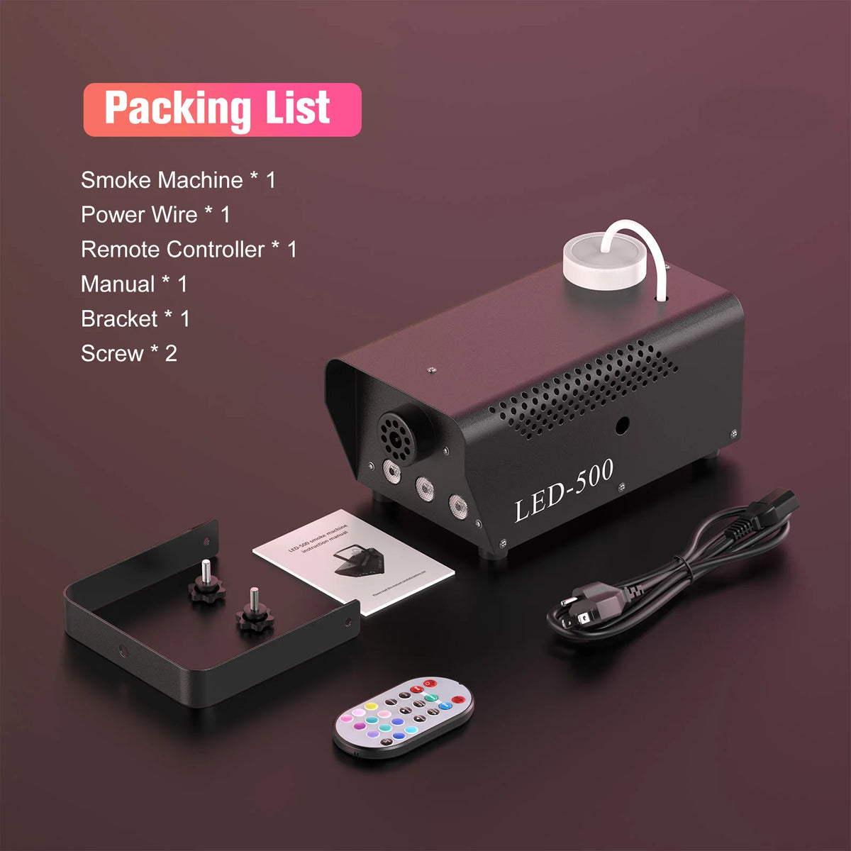 Machine à fumée 500 W avec LED RGB et télécommande